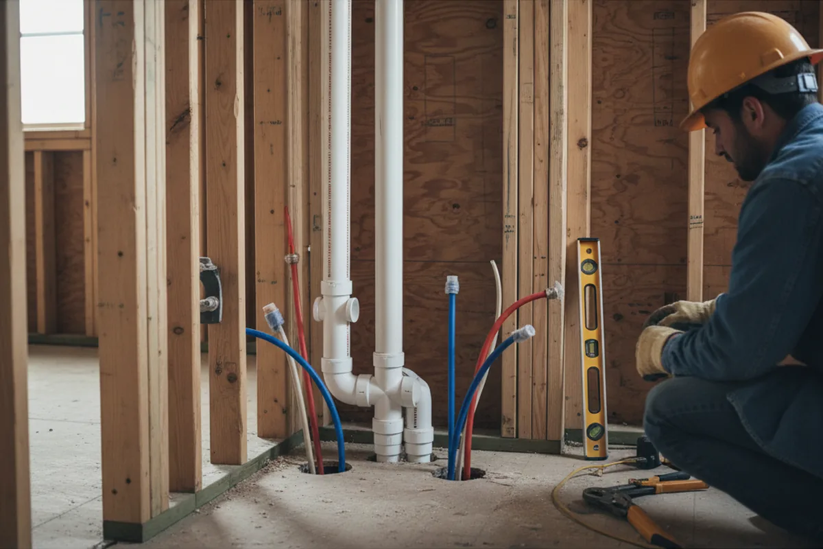 Drain and supply rough-in during Toilet Repair and Installation in Bennington