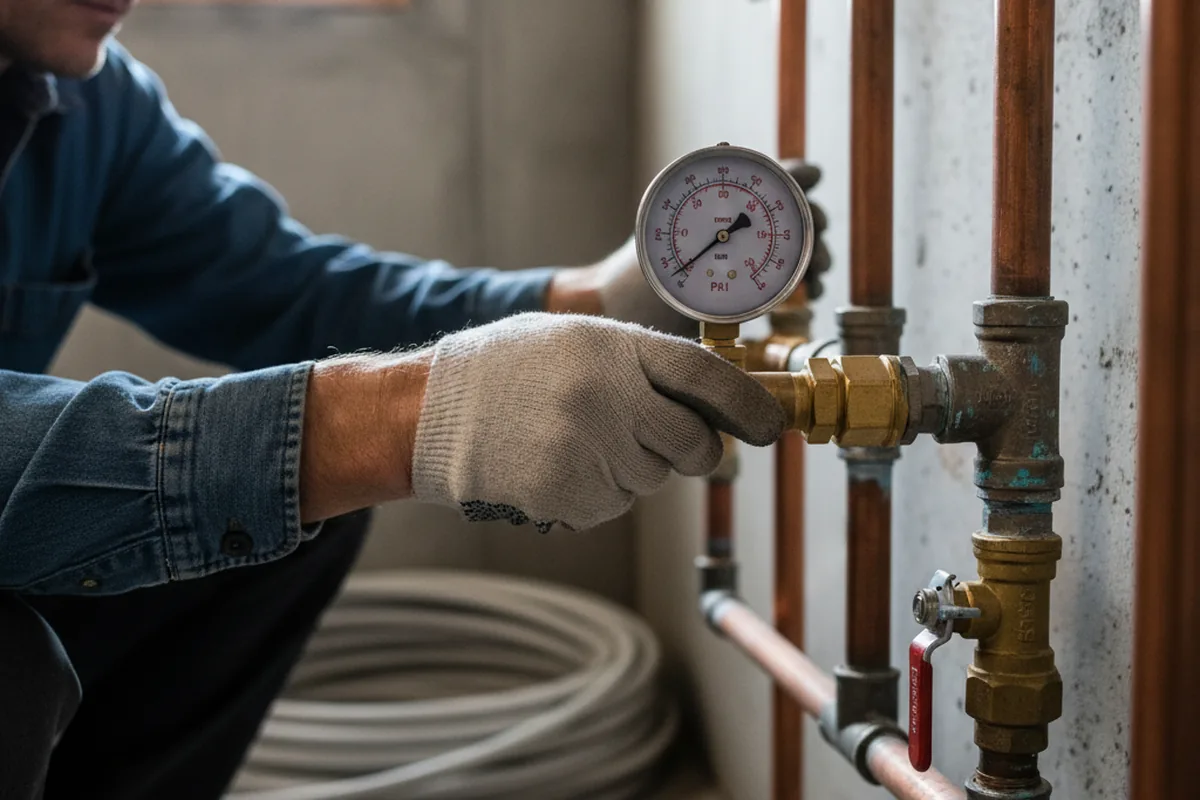 Pressure testing a repaired line during Water Line Repair in Bennington